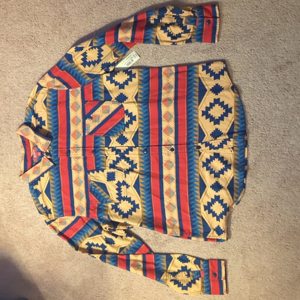 NWT Arizona Jeans XL Long Sleeve Southwestern Aztec Flannel Button-Down Shirt